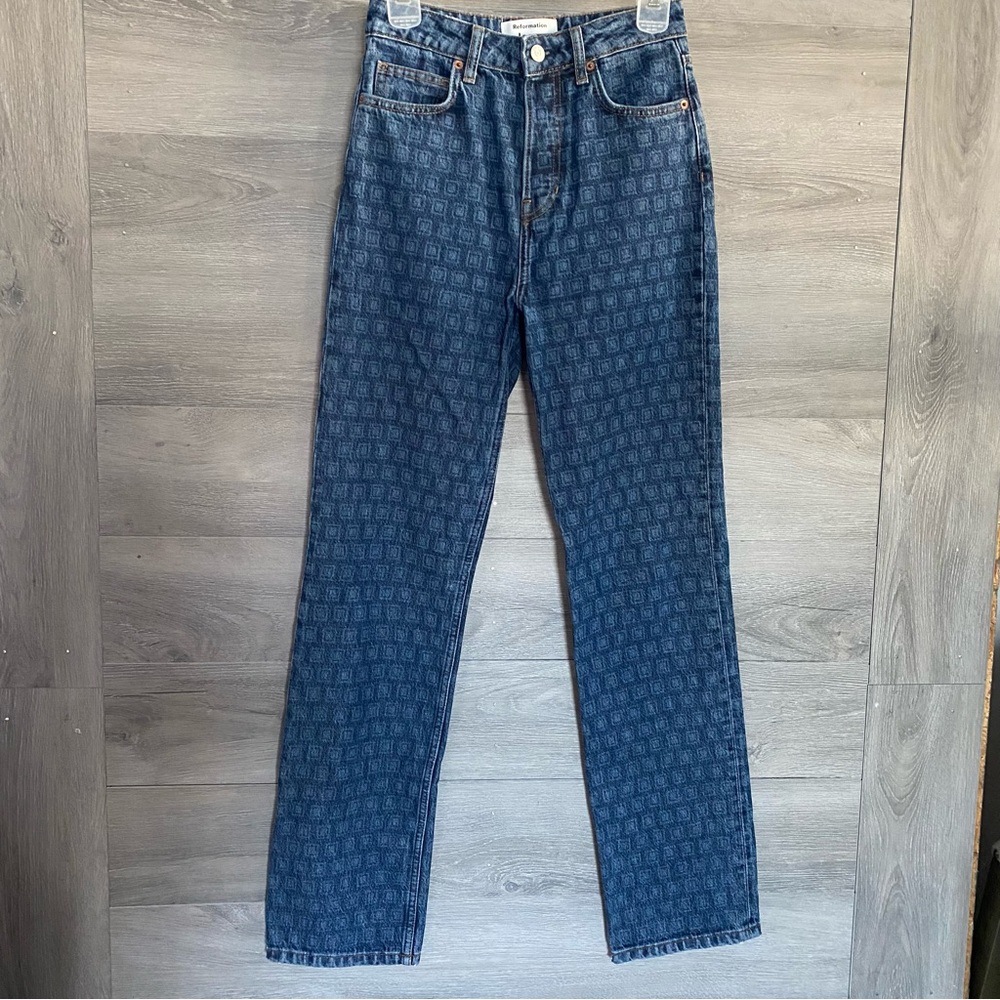 Reformation Cynthia High Rise Straight Long Jeans Disco
